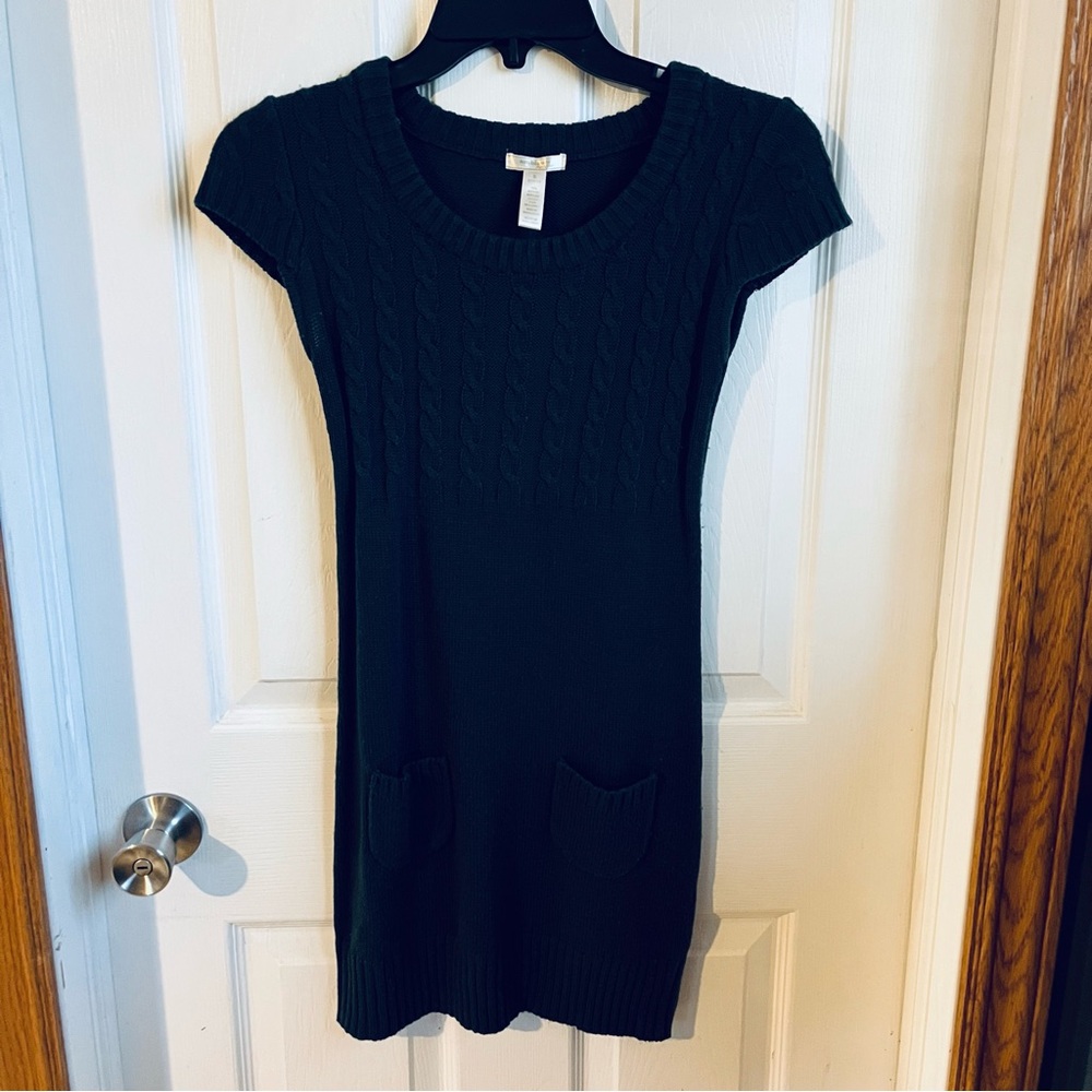 Ambiance Black Cable Knit Mini Dress